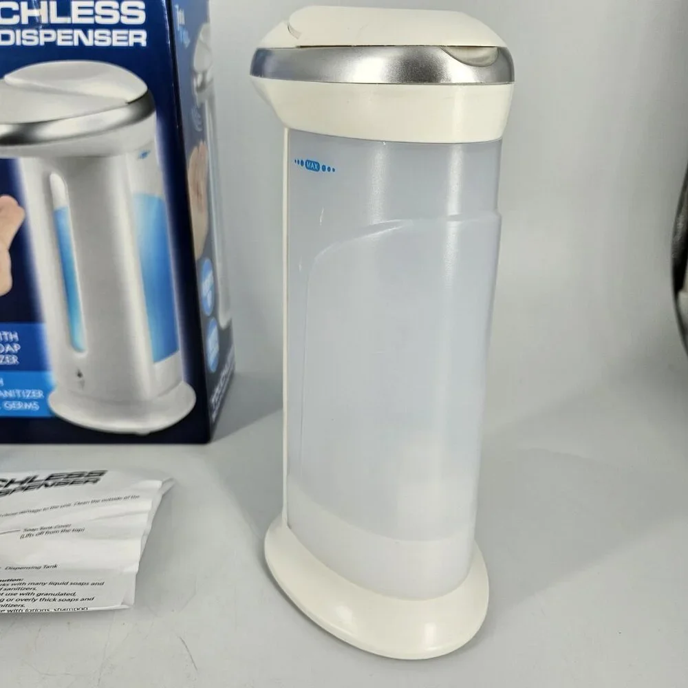 Touchless Hands Free Soap Sanitizer Dispenser White Auto Sensor Lights Up Bath